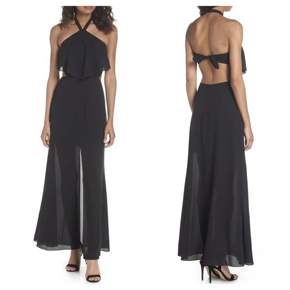 Vintage Y2K Vampire Maxi Dress Long Strappy Gown Beach Club Halter Womens